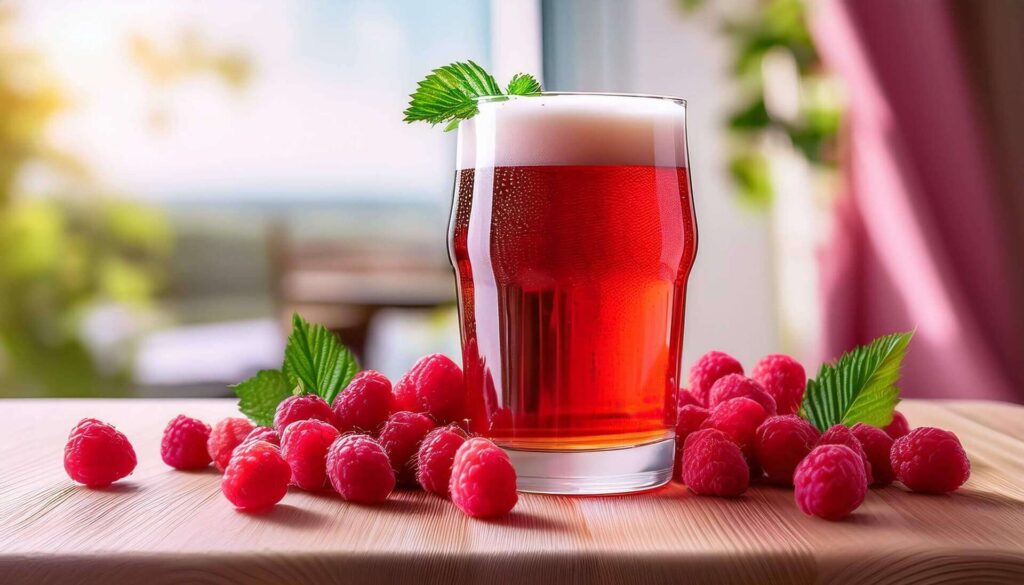 zagęszczony sok owocowy z malin do piwa, który zawiera składniki odżywcze